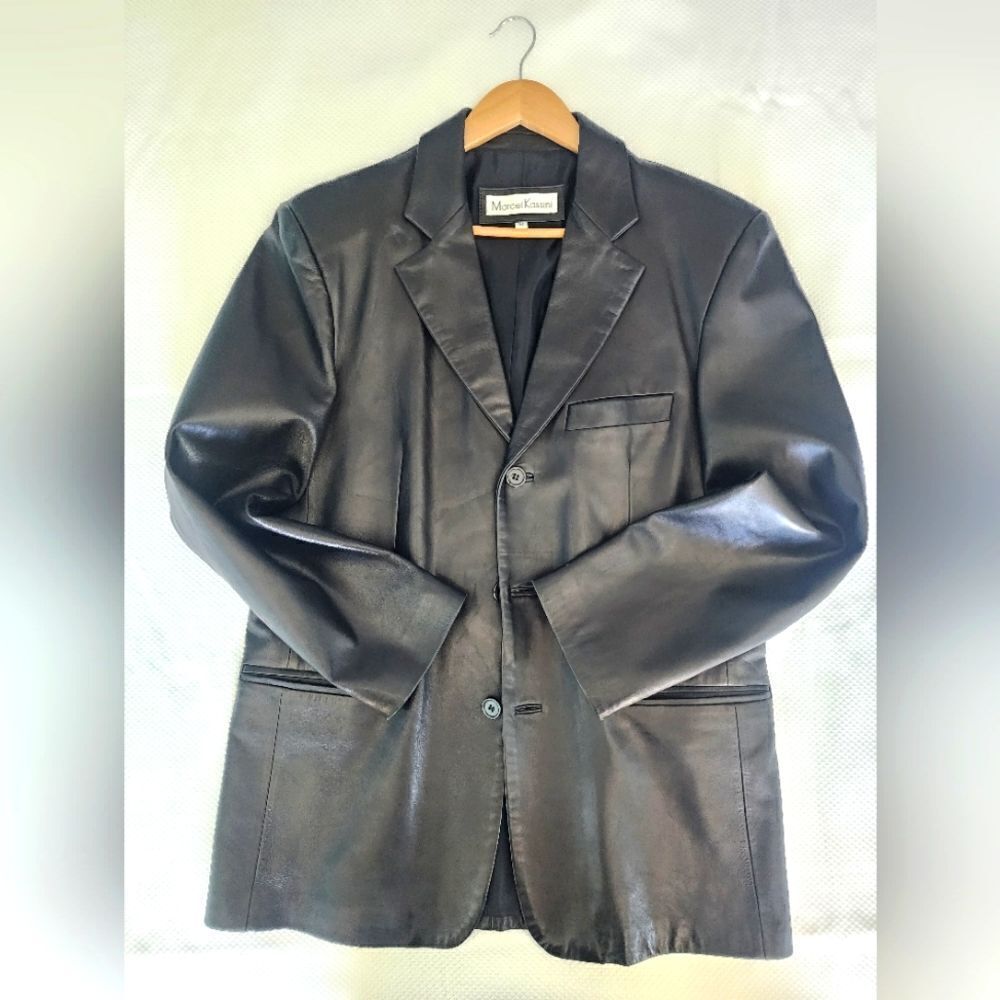Marcel Kassini leather blazer sport jacket minimalist contemporary